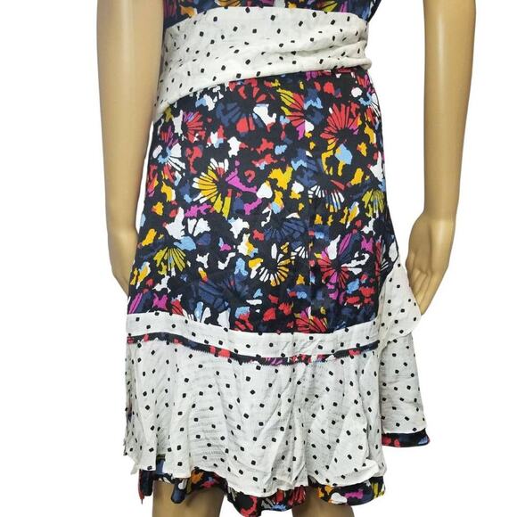 Silk Polka Dot Dress Belt Faux Wrap Mix Print Ruffle Size 4 TANYA TAYLOR Bianka - Picture 5 of 7